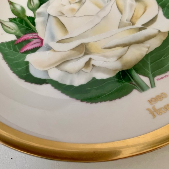 Vintage 1980 Honor White Rose Selection Plate Limited Edition By Luther Bookout - Picture 11 of 11